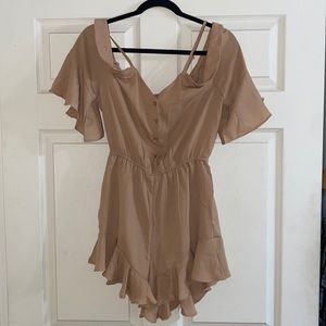 Tan Ruffle Romper